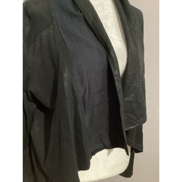 Revolve Krisa Metallic Black Navy Blue Open Front Long Sleeve Knit Cardigan - Picture 2 of 7